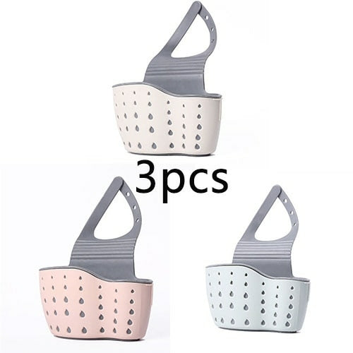 Sink Shelf Soap Sponge Drain Rack Silicone Storage Basket Bag Faucet