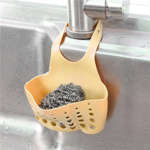 Sink Shelf Soap Sponge Drain Rack Silicone Storage Basket Bag Faucet