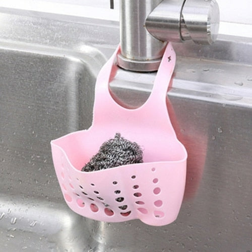 Sink Shelf Soap Sponge Drain Rack Silicone Storage Basket Bag Faucet