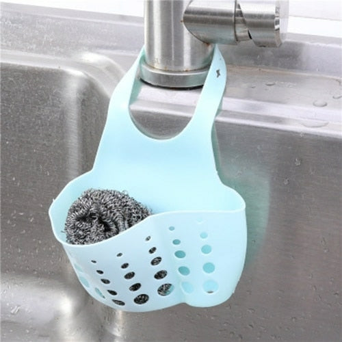 Sink Shelf Soap Sponge Drain Rack Silicone Storage Basket Bag Faucet