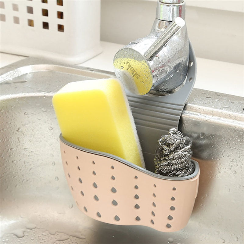 Sink Shelf Soap Sponge Drain Rack Silicone Storage Basket Bag Faucet