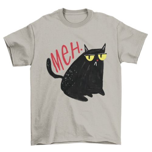 Funny unimpressed meh black cat t-shirt