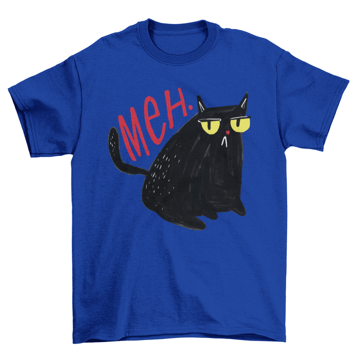 Funny unimpressed meh black cat t-shirt