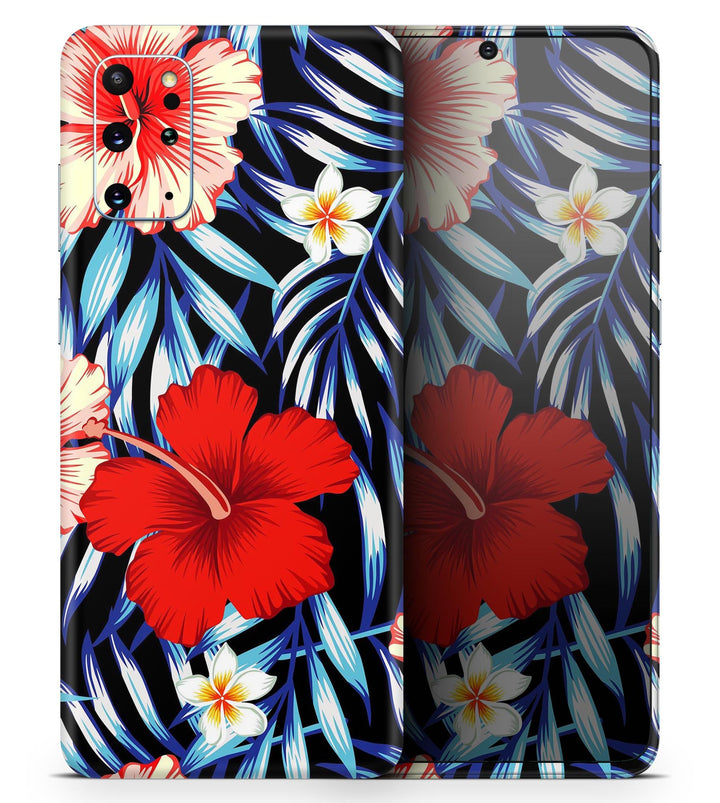 Vivid Tropical Red Floral v1 - Skin-Kit for the Samsung Galaxy