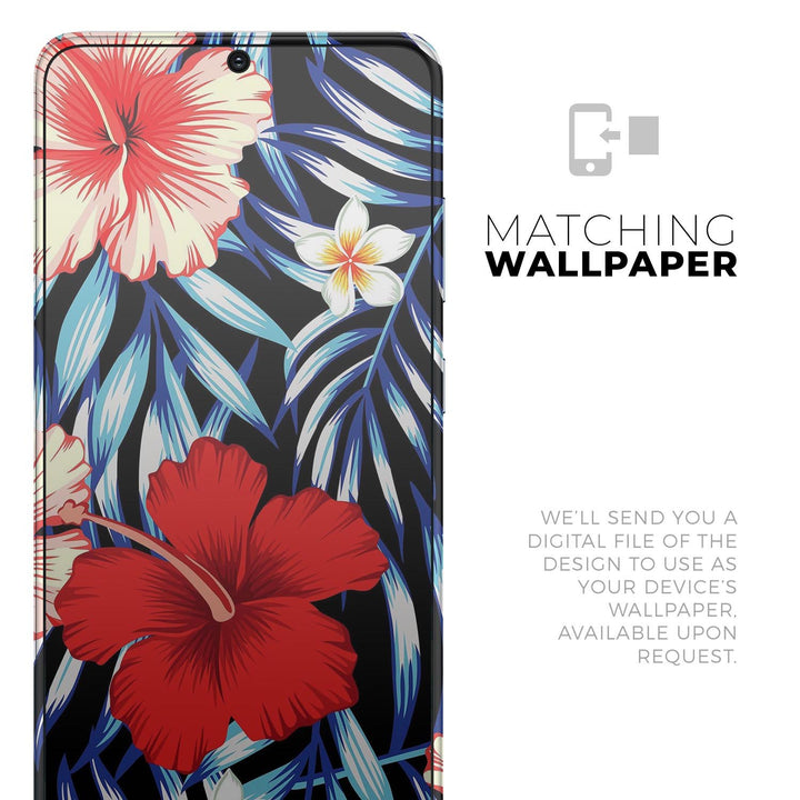 Vivid Tropical Red Floral v1 - Skin-Kit for the Samsung Galaxy