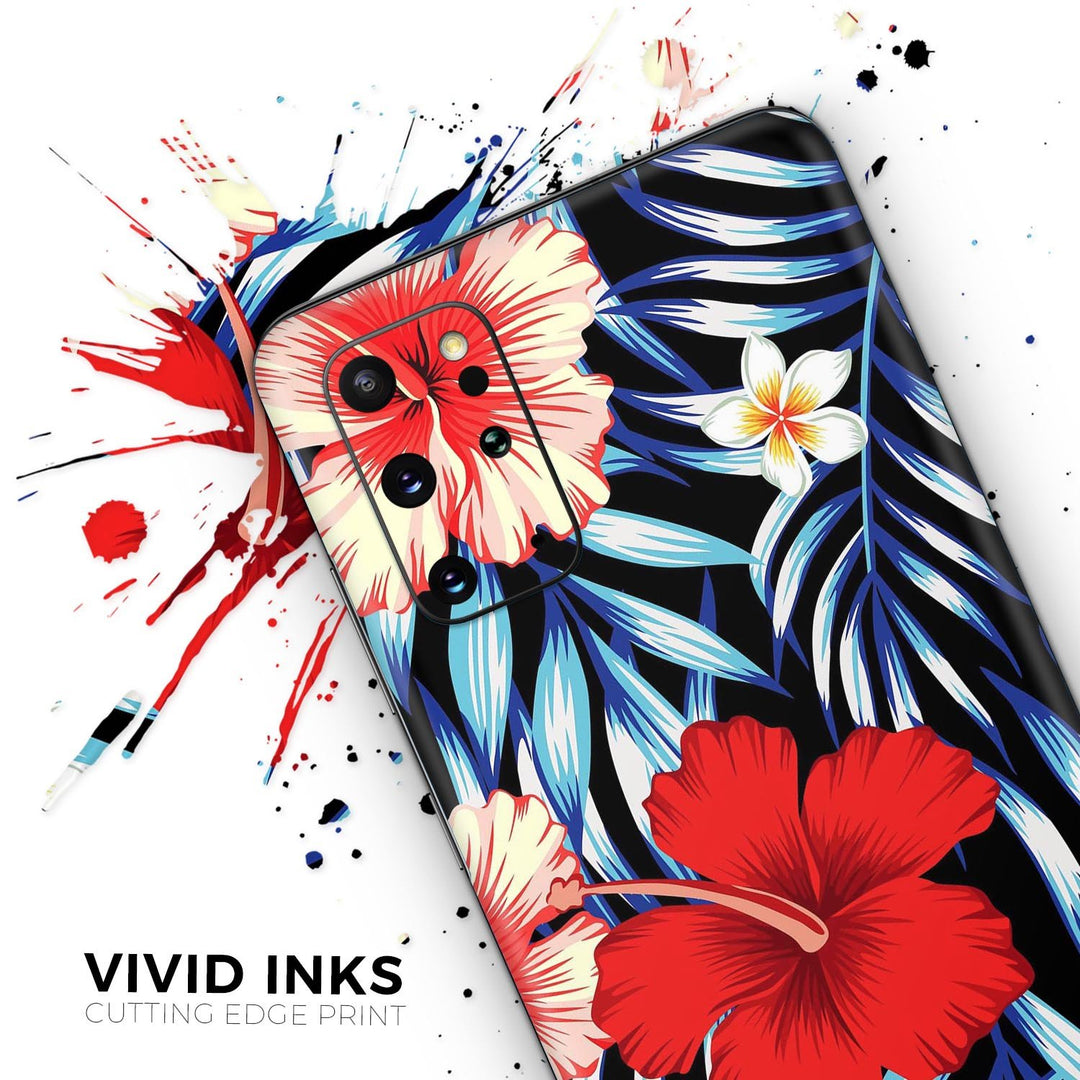 Vivid Tropical Red Floral v1 - Skin-Kit for the Samsung Galaxy