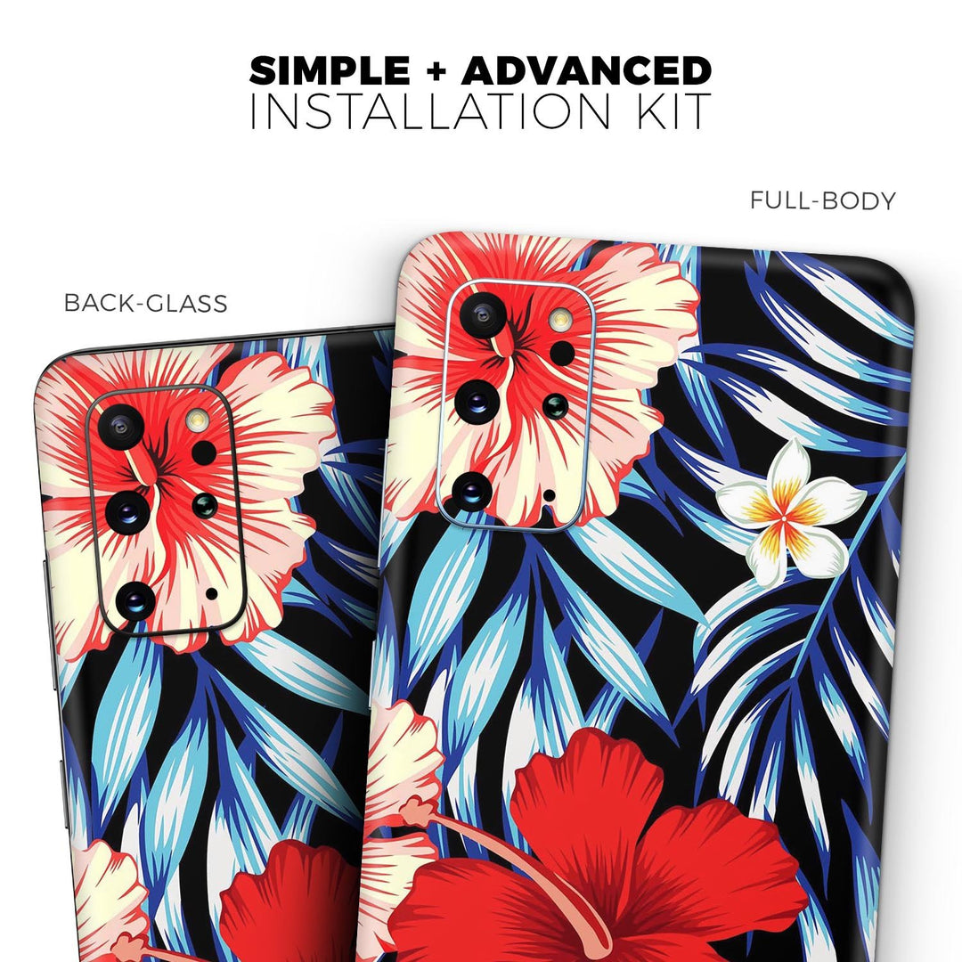Vivid Tropical Red Floral v1 - Skin-Kit for the Samsung Galaxy