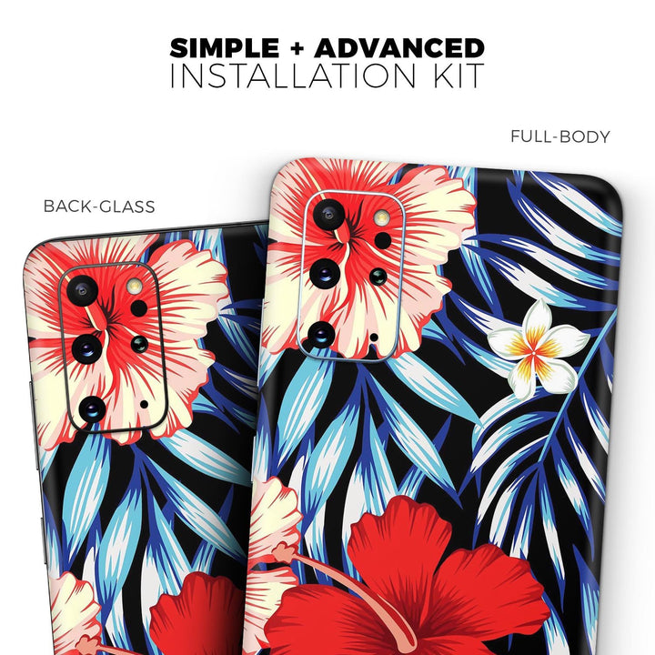 Vivid Tropical Red Floral v1 - Skin-Kit for the Samsung Galaxy
