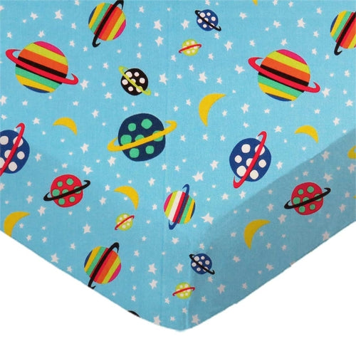 SheetWorld Fitted Cradle Sheet - 100% Cotton Woven - Planets Blue,