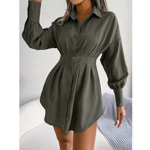 Long Puff Sleeve High Waist Mini Dress