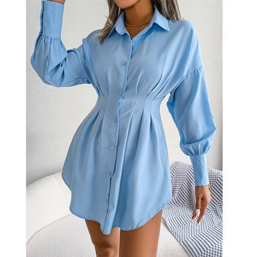 Long Puff Sleeve High Waist Mini Dress