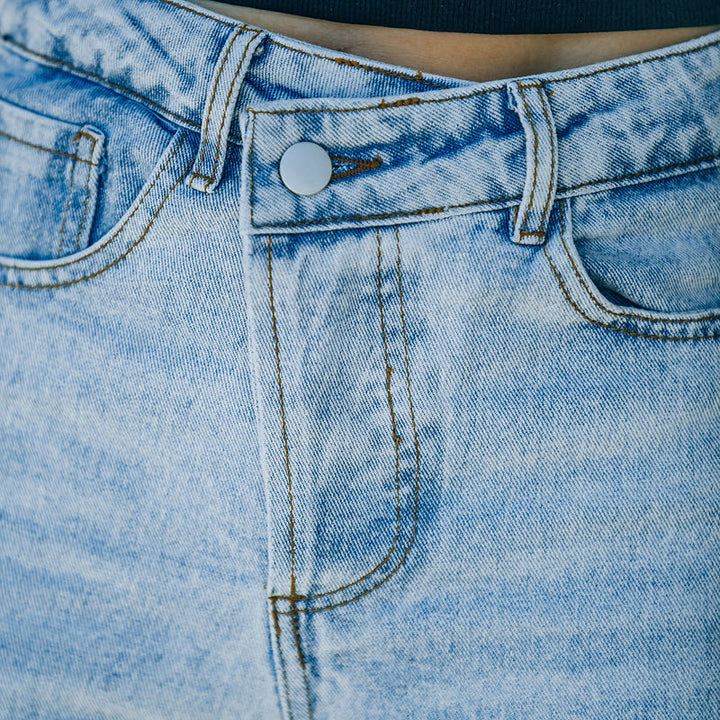 Jeans Irregular High Waist Casual Vintage Ripped Wide Leg Jeans