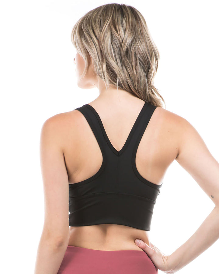 Deep V Drawstring Sports Bra