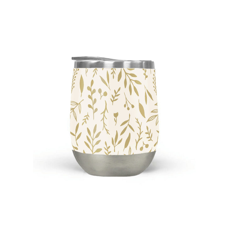 Gold Falling Leaves Wine Tumbler