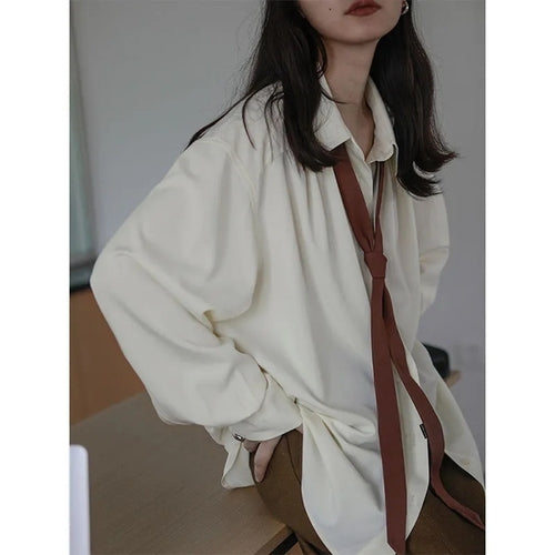 Zadily 2022 Summer Minimalist Long Sleeve Button Up Shirt Women Korean