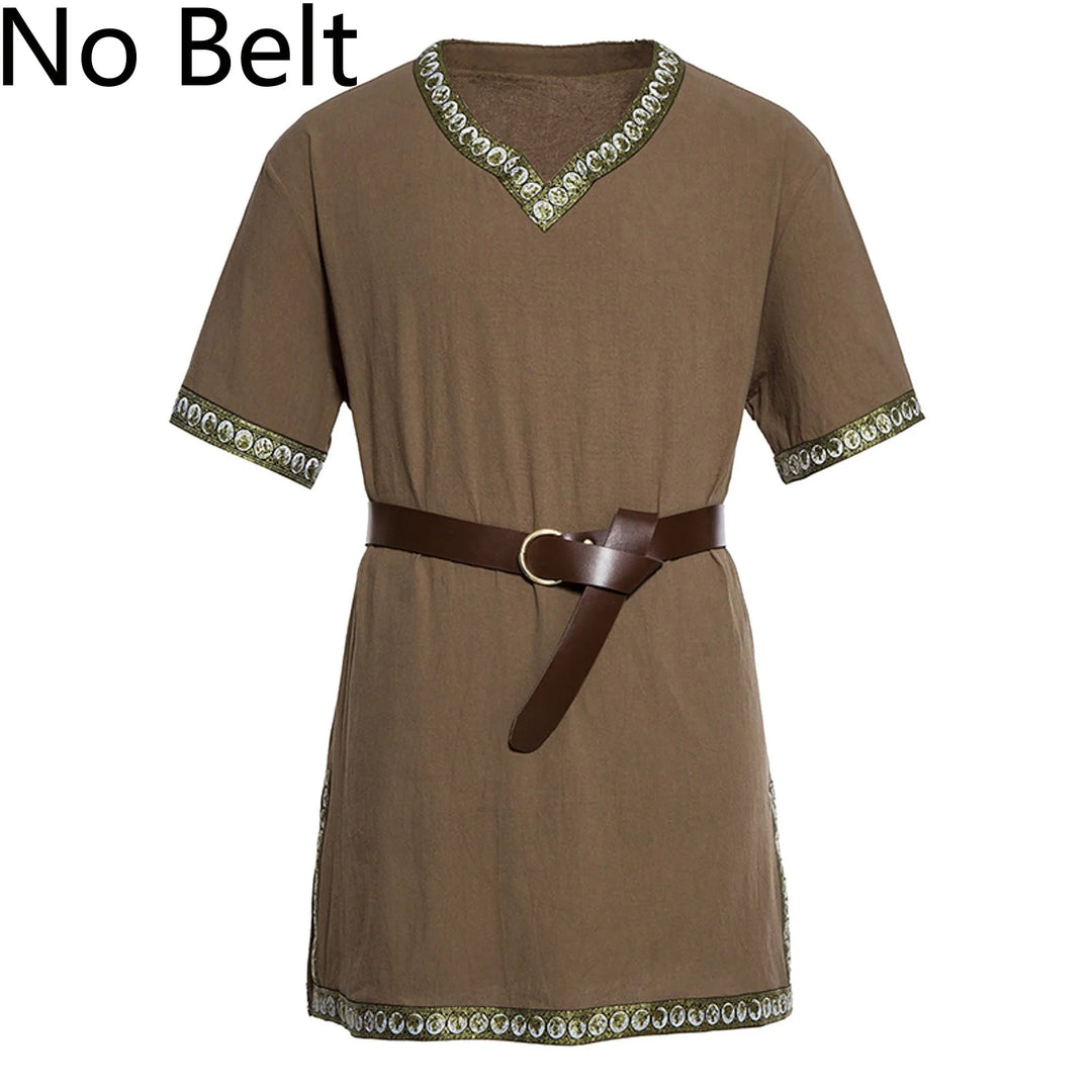 Warrior Men's Shirt Top Vintage Viking Men's Summer Short Sleeve Gothic Shirt Renaissance Pirate Costume Shirt Medieval Tunic