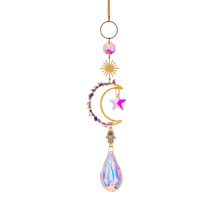 Moon Suncatcher Crystal Prism Sun Catcher Rainbow Maker Hanging Garden Decoration Moon Dream Catcher Window Decors 2024 New In