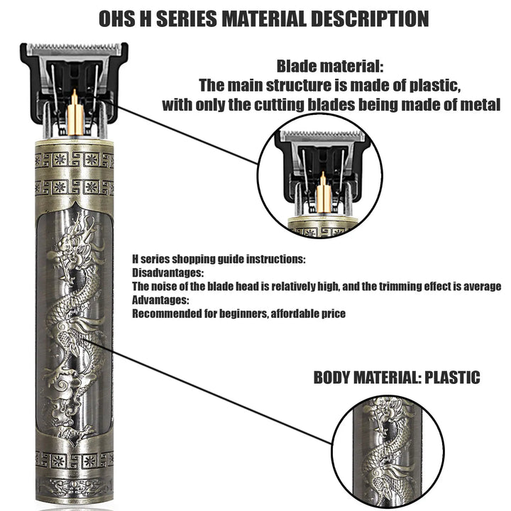 Vintage USB Fast Charging Cordless Hair Clipper Trimmer Portable Electric Shaver Professional Barber Hair Cutting Machine