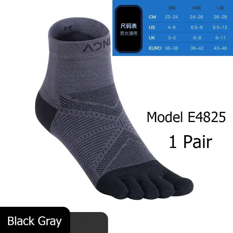 AONIJIE Sports Run Low Cut Athletic Five Toe Socks Quarter Toesocks For Running Marathon Race Trail