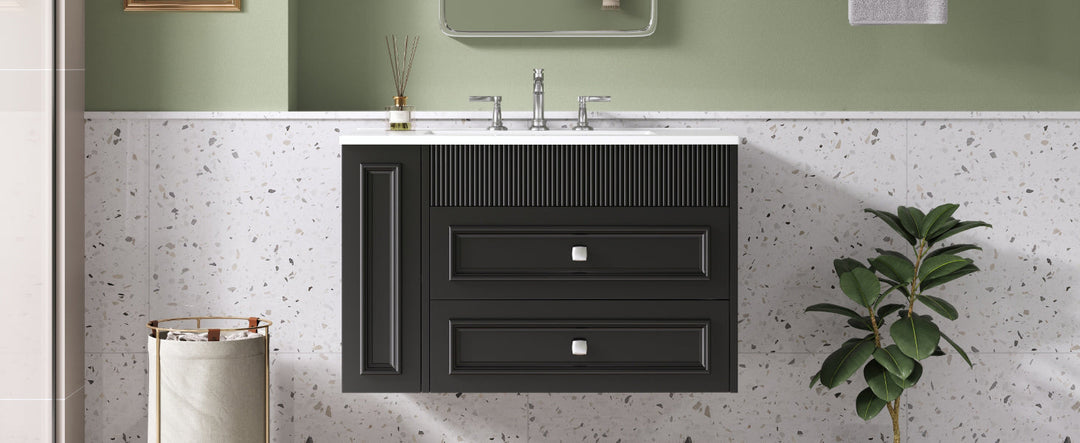 30'' Wall Mounted Bathroom Vanity, Floating Bathroom Storage Cabinet