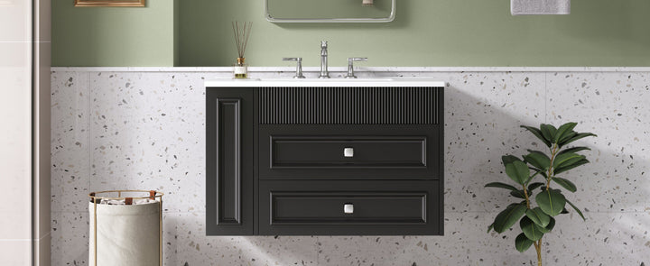 30'' Wall Mounted Bathroom Vanity, Floating Bathroom Storage Cabinet