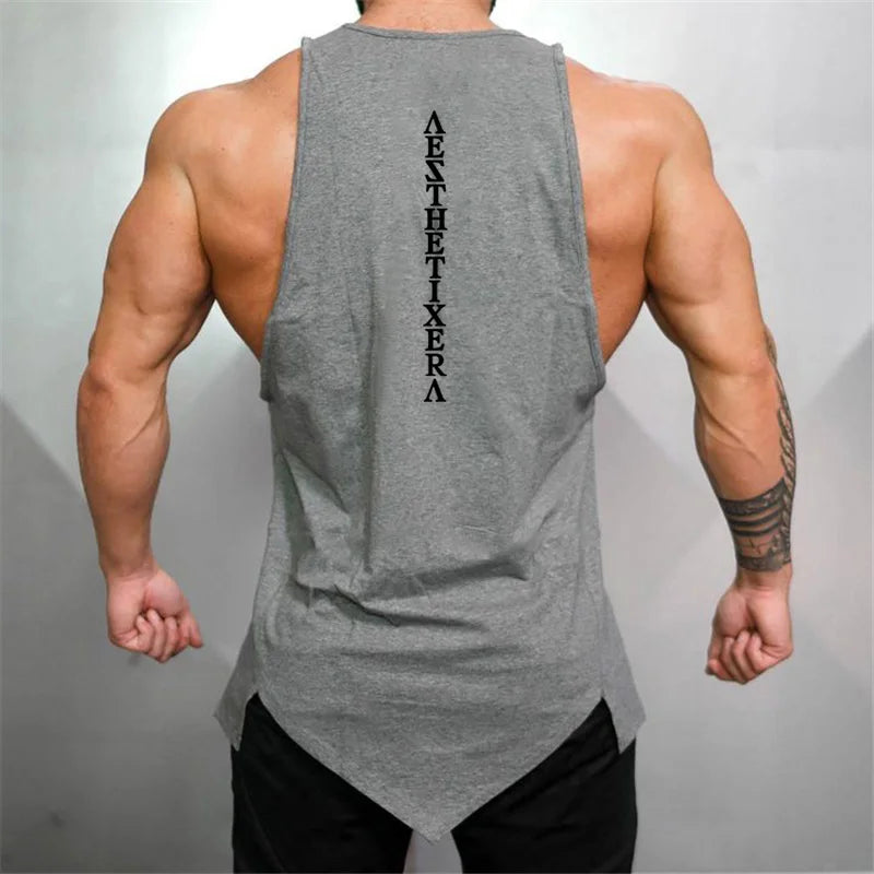 Muscleguys Gyms Stringer Clothing Bodybuilding Tank Top Men Fitness Singlet Sleeveless Shirt Solid Cotton Muscle Vest Undershirt