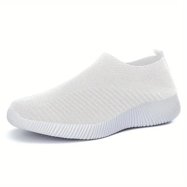 Women's Sneakers Breathable Solid Color Mesh Woven Outdoor Lightweight Low Top Walking Running Sports Socks Tennis Shoes