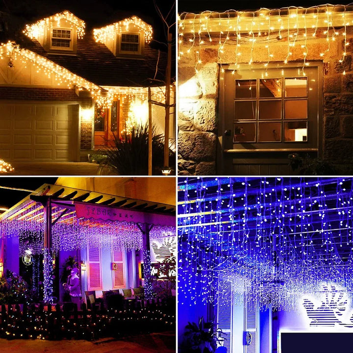 Christmas Decoration Led Lights for Outdoor New Year's Garland Fairy Strip Curtain String Wedding Street Garden Holiday Lighting
