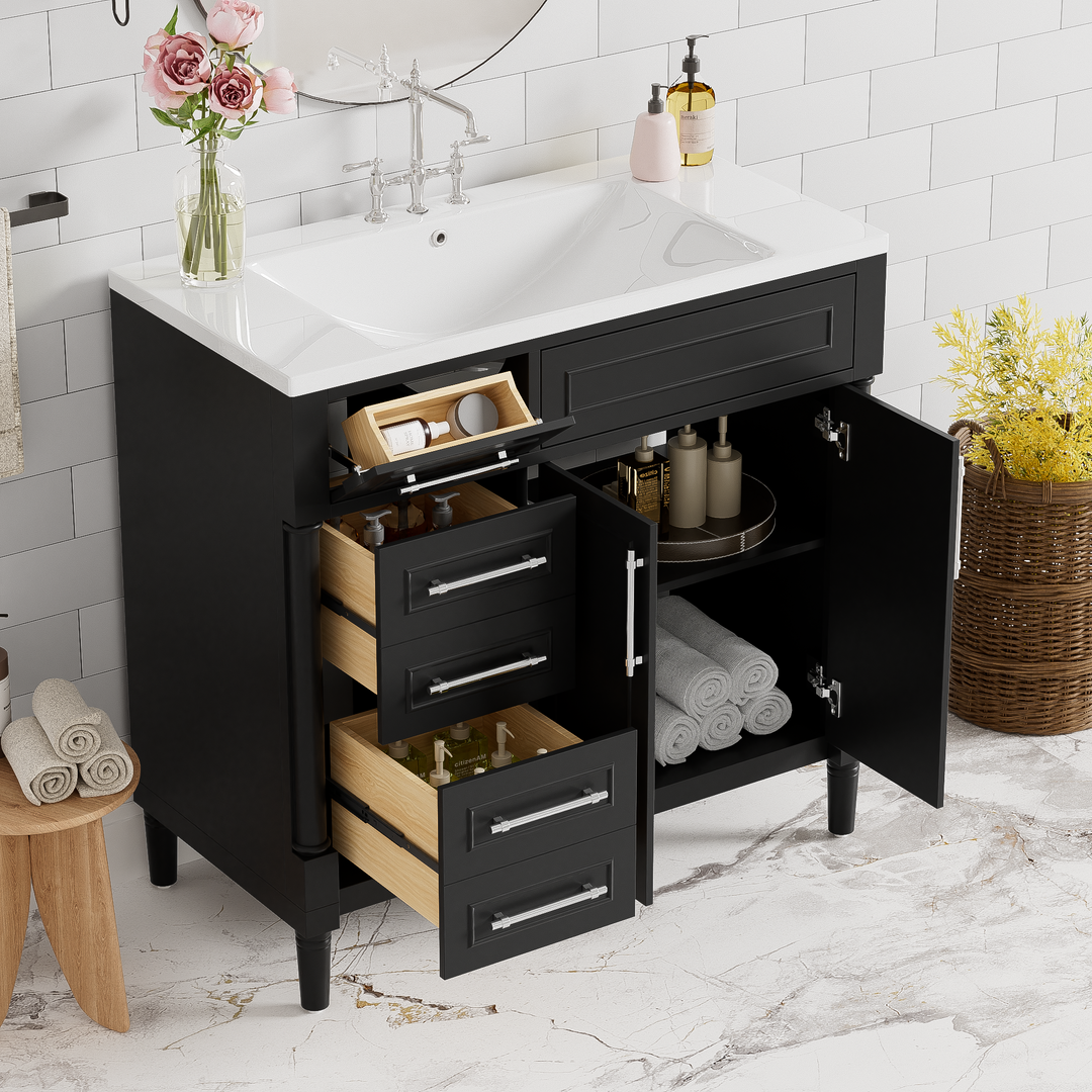 36'' Bathroom Vanity with Top Resin Sink, Freestanding Bathroom