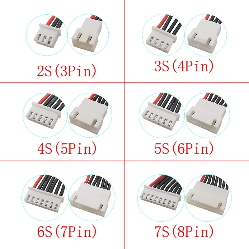 5Pcs/lot JST XH 2.54mm Pitch 2/3/4/5/6/7S 22AWG Silicone Wire Lipo Balance Wires Extension Cable Connector XH2.54 Male to Female