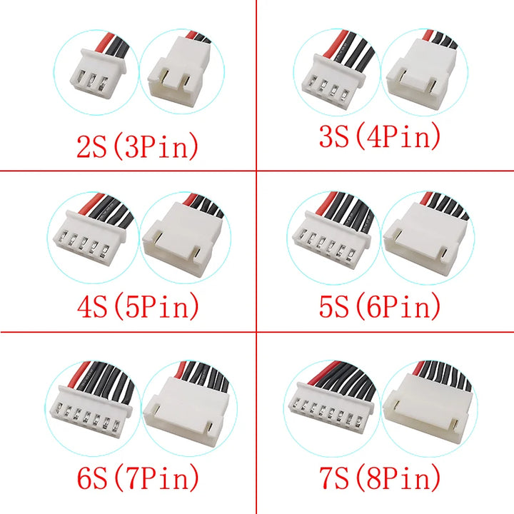 5Pcs/lot JST XH 2.54mm Pitch 2/3/4/5/6/7S 22AWG Silicone Wire Lipo Balance Wires Extension Cable Connector XH2.54 Male to Female
