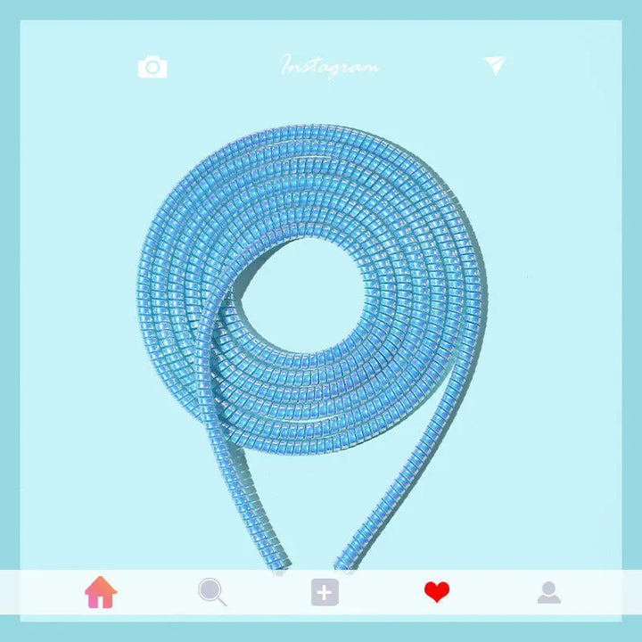 New 1.5M Plating Color TPU Spiral USB Charging Cable Protector for IPhone Samsung Xiaomi Line Protection Cable Organizer
