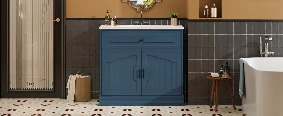 36' Luxurious Bathroom Vanity with Ceramic Sink, Bathroom Vanities