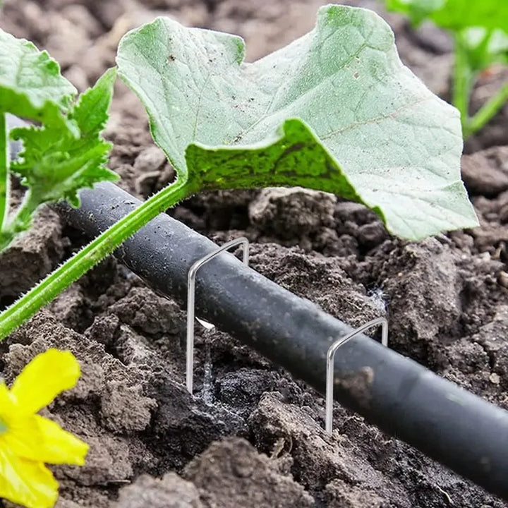 U-type Garden Staples Fence Tubing Stakes Sod Pins Galvanized Steel Landscape Spike for Holding Lawns Hoses Barrier Ground Nail