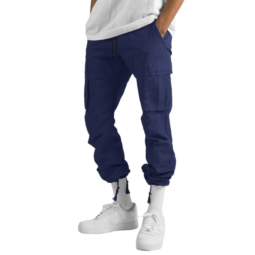 2025 New style men's casual overalls, comfortable cotton fashion multi-pocket streamer pants outdoor sports pants