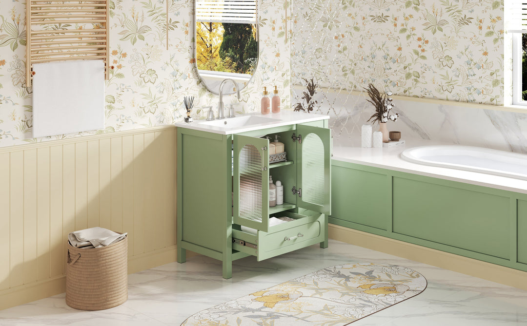 36' Bathroom Cabinet with Waffle Texture Doors, Bathroom Vanity with