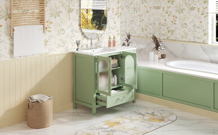 36' Bathroom Cabinet with Waffle Texture Doors, Bathroom Vanity with