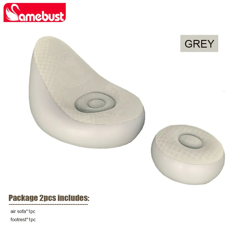 Camebust Inflatable Sofa-Flocking Surface High Quailty PVC Footstool Rapid Inflation Lazy Lounge