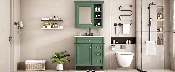 30'' Bathroom Vanity with Top Sink, Modern Bathroom Storage Cabinet