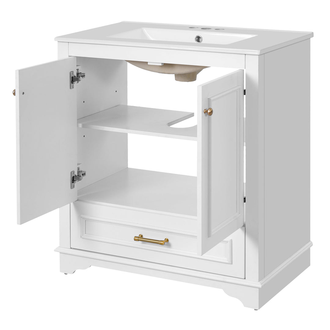 30' Luxurious Bathroom Vanity with Ceramic Sink, Bathroom Vanities