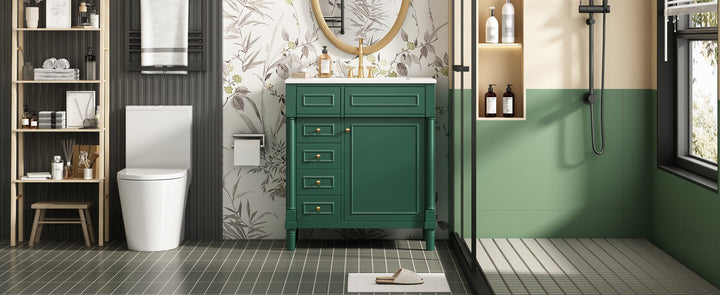 30' Bathroom Vanity with Sink, Freestanding Bathroom Storage Vanity