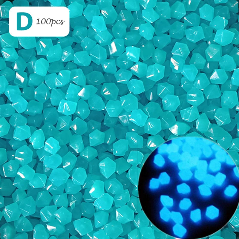 100 Pcs/Bag Luminous Stones Home Garden Aquarium Landscaping Glow in the Dark Pebbles Artificial Fluorescent Plastic Gravel