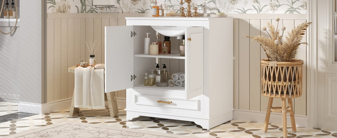 30' Luxurious Bathroom Vanity with Ceramic Sink, Bathroom Vanities