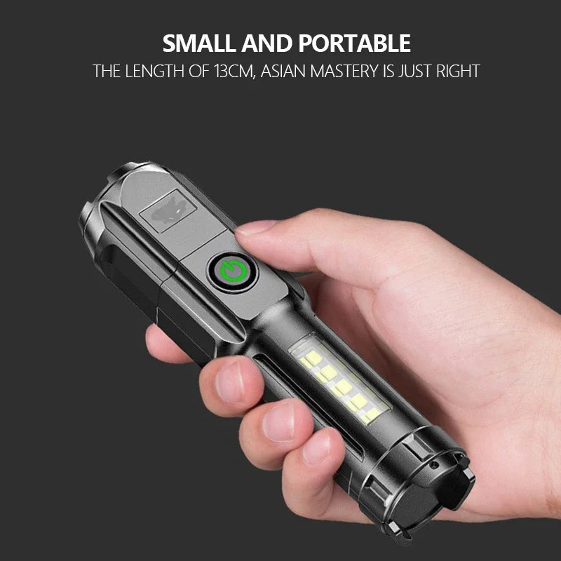 High Power LED Flashlight 10000 Lumen Tactical Torch USB Rechargeable Waterproof Zoom Flashlight Outdoor Emergency Fishing