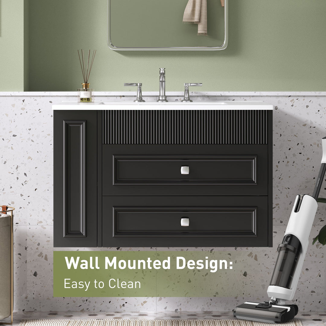 30'' Wall Mounted Bathroom Vanity, Floating Bathroom Storage Cabinet