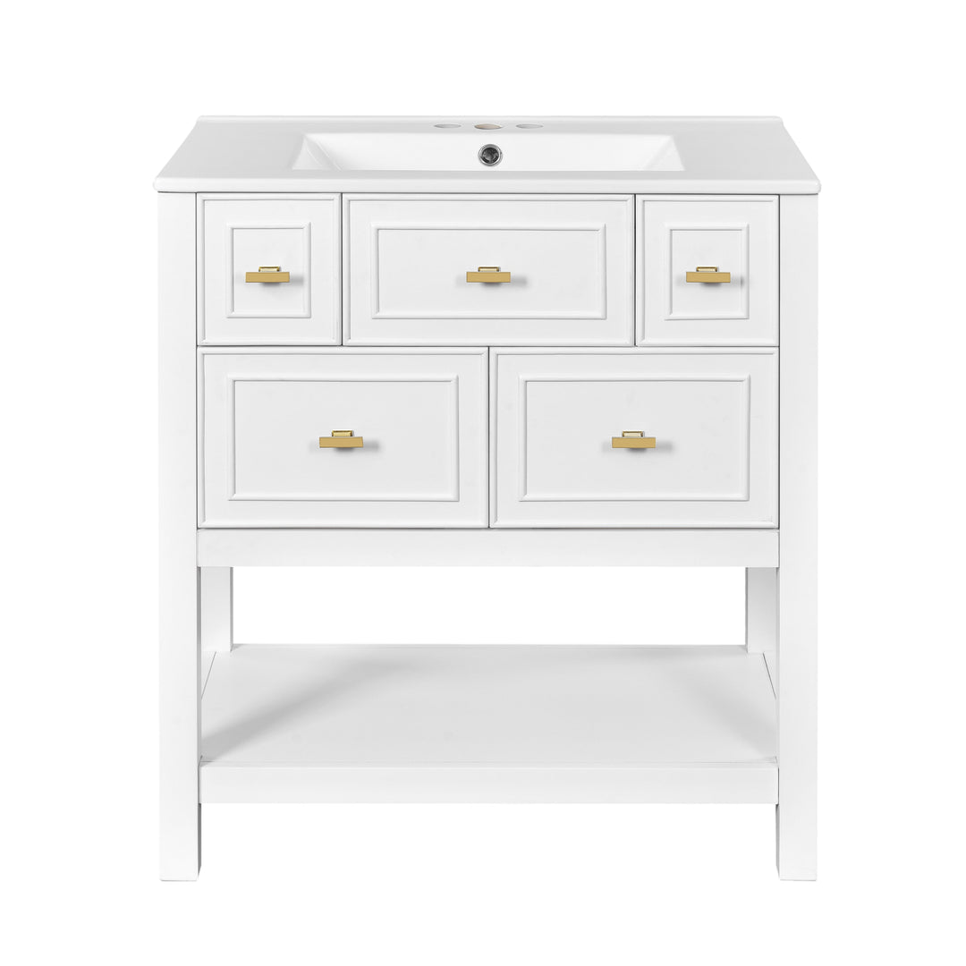 60'' Bathroom Vanity Set with Ceramic Sink (Separate), Free Standing