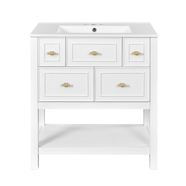 60'' Bathroom Vanity Set with Ceramic Sink (Separate), Free Standing