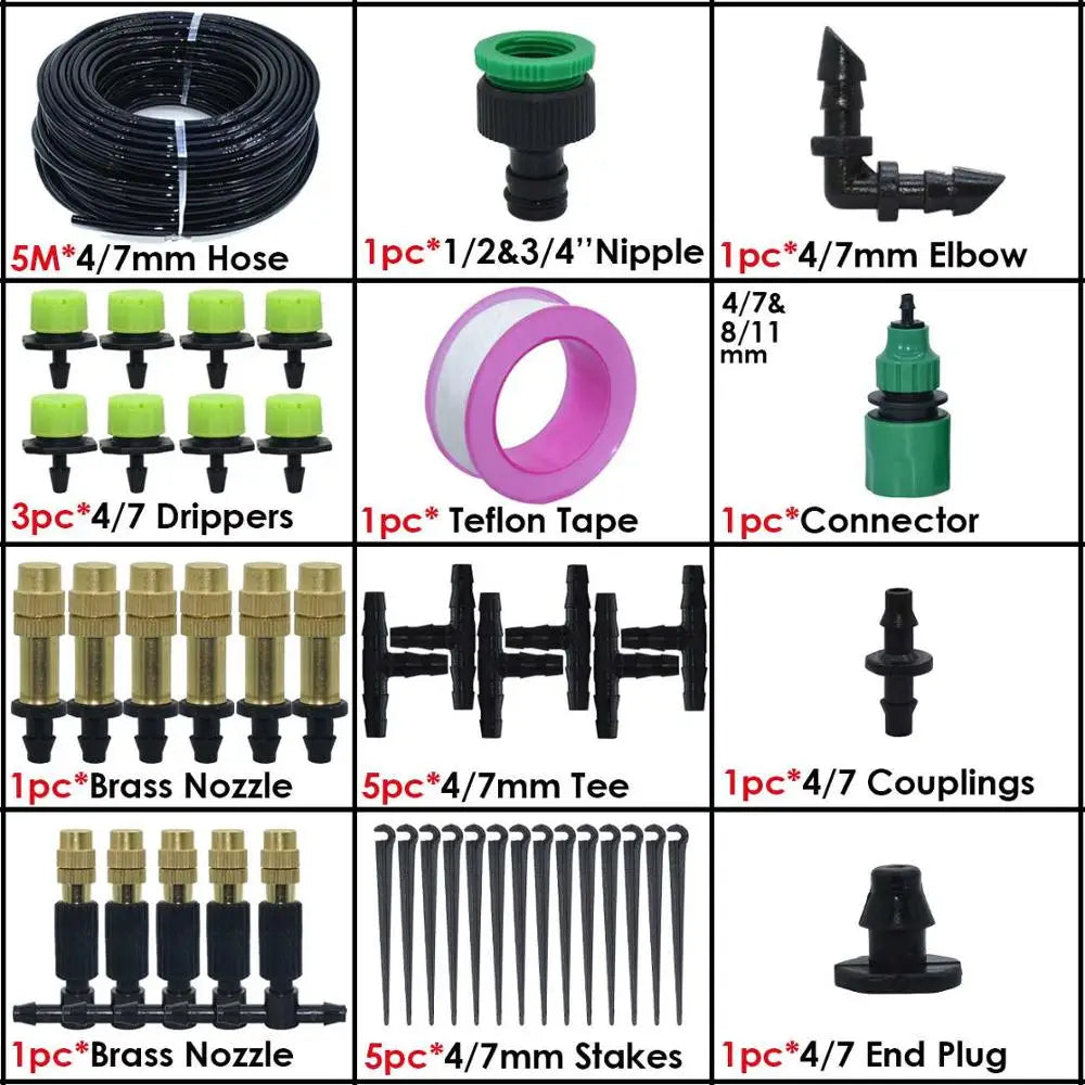 KESLA 5M-35M Micro Drip Irrigation Watering Kit Automatic Garden 4/7mm Irrigation System w/ Adjustable Dripper for Flower Lawn