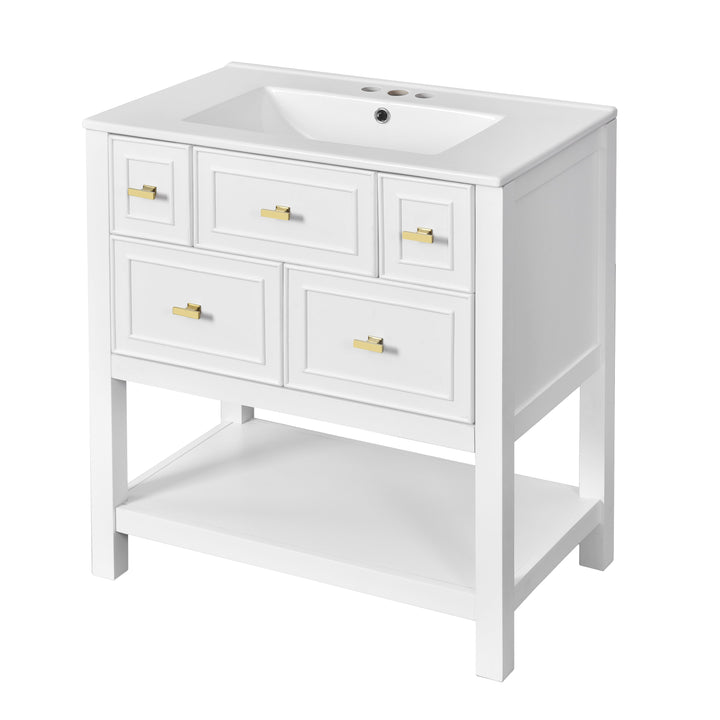 60'' Bathroom Vanity Set with Ceramic Sink (Separate), Free Standing