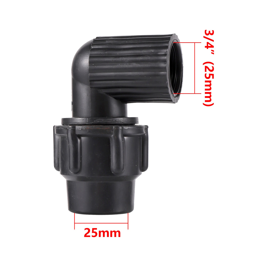 1/2" 3/4" to 20/25/32mm Elbow Reducer Garden Agriculture Irrigation PE Pipe Fitting Thread Elbow Reducer